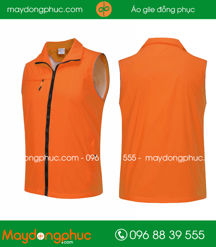 Mẫu áo gile công nhân màu Cam